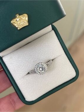 Double Halo Cubic Zirconia Promise or Engagement Ring
